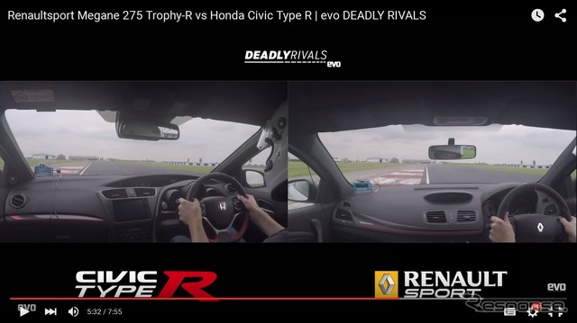 ホンダ シビック タイプR 新型とルノー メガーヌ R.S.を対決させた英『evo』