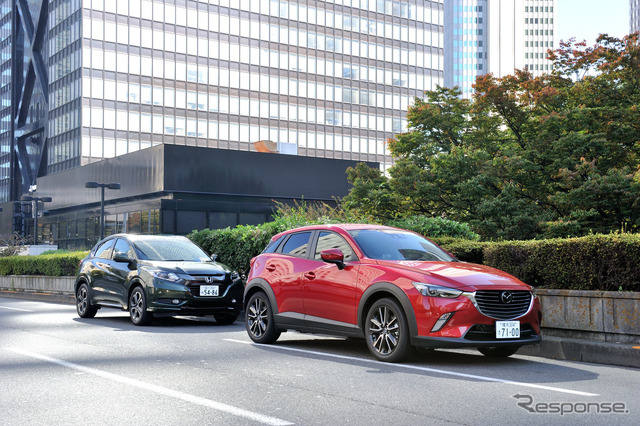 マツダ CX-3 & ホンダ ヴェゼル 郊外レジャーで乗り比べ
