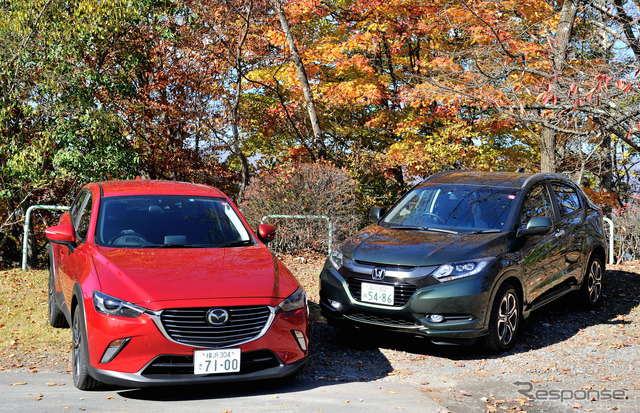 マツダ CX-3 & ホンダ ヴェゼル 郊外レジャーで乗り比べ