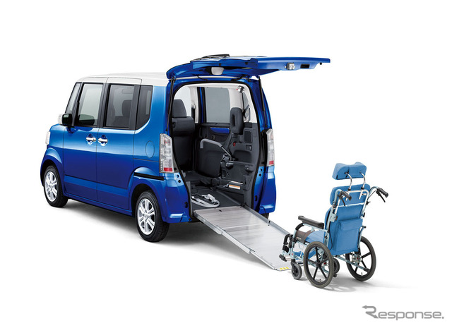 N-BOX + G・Lパッケージ 2トーンカラースタイル 車いす仕様車キット装着イメージ (ブリリアントスポーティブルー・メタリック&ホワイト)
