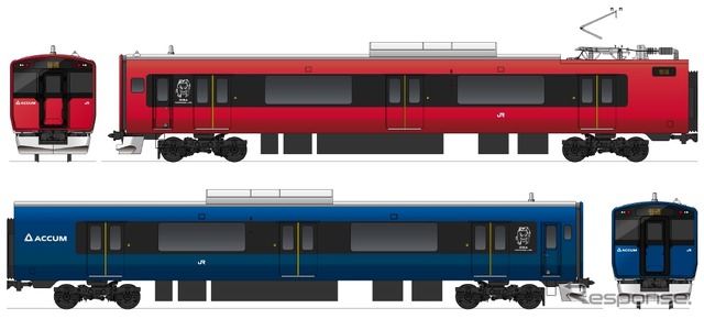 男鹿線に導入される蓄電池電車「EV-E801系」の外観イメージ。2017年春から営業運行を開始する予定。