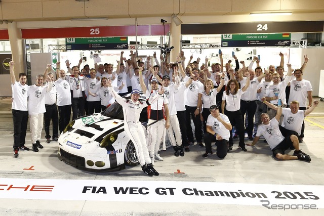 ポルシェ勢は911RSRで戦うLMGTE-Proクラスでも、マニュファクチャラー、チーム、ドライバー（R.リエツ選手）の各該当部門王座を獲得している。