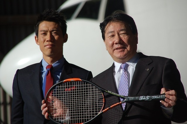 JALがプロテニスプレーヤー錦織圭とパートナー契約締結(2015年11月27日)
