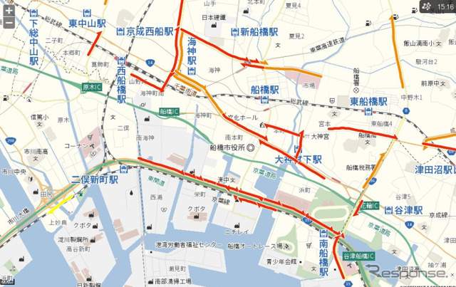 VICS渋滞情報表示イメージ
