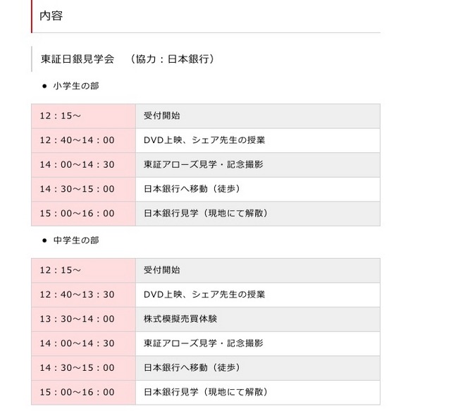 「シェア先生の親子経済教室」東京証券取引所のプログラム
