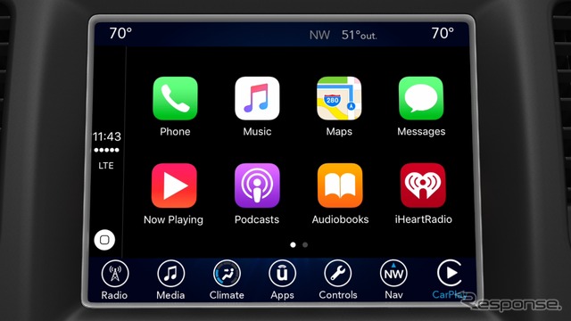 FCAの最新「U connect」（CarPlayと連携）