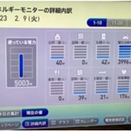 MIDEAS屋内のHEMS画面に表示された非接触給電システムの電力使用状況