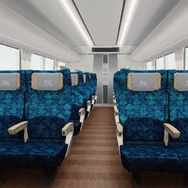 座席の色は車両によって異なる。画像は2両目（紺色）のイメージ。