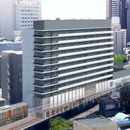 福島駅付近に建設される複合ビルのイメージ。JR西日本と阪神電鉄が共同で開発する。