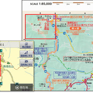 左：BNV-2現在地画面、右：ツーリングマップル誌面