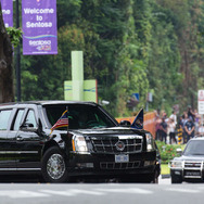 6月12日、会談会場に到着したトランプ大統領　(c) Getty Images