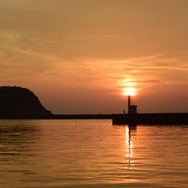 温泉津で日没に出会う。