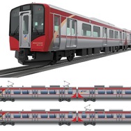 一般列車用のSR1系は「地域に寄り添い、その先の未来へ」をコンセプトに、しなの鉄道社員が地域に寄せる「情熱」「温かさ」を表わしたという赤をベースに、「地域の未来へ挑戦していく姿勢」を表現したというゴールドのラインを配置。両端の曲線は地域を包み込む「やさしさ」、中央のラインは沿線の地域をひとつにつなぐ、力をあわせるといった意味合いが込められている。