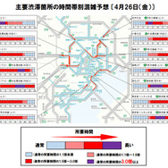 主要渋滞箇所の時間帯別混雑予想 （4月26日）