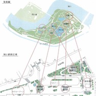 岡山後楽園をイメージした岡山駅前広場の選定デザイン。