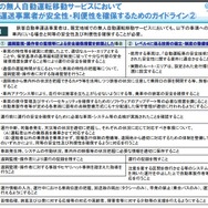 無人自動運転移動サービスを導入するバス・タクシー事業者のためのガイドラインの概要