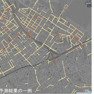 AI探客ナビ（仮称）の需要予測結果の一例 / AI探客ナビ（仮称）の乗務員画面（開発中）