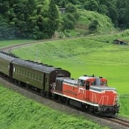 「飯山線開通90周年号」で運行される3両の旧型客車。長野～長岡間のうち、長野～豊野間はしなの鉄道北しなの線のため、第3セクター区間にも旧型客車が入線することになる。