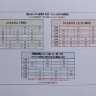 ズーラシア正面入り口のシャトルバスの時刻表