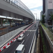 上り線迂回路と連絡路が合流（車両進行方向後ろ向き）。