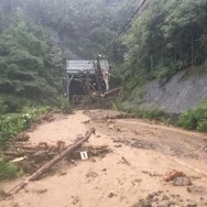 土砂流入が発生した中央本線梁川～四方津間。