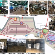 JR東日本が発表した長野新幹線車両センター屋内外の被災状況。