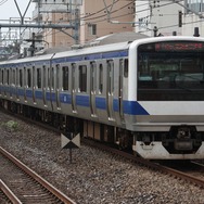 常磐線は福島県内の桃内駅を除いて原ノ町までSuicaエリアに。写真は常磐線の普通列車。