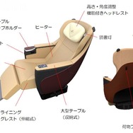 プレミアムシートの構造。シートは本革で、気兼ねなくシートを倒せるバックシェルが付いた形は「グランクラス」のシートに似ている。