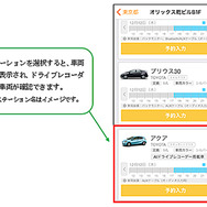 「オリックスカーシェア」アプリ上でのAIドラレコ「ナウト」搭載車両の確認方法