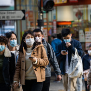 マスクを着用する香港市民（1月30日）