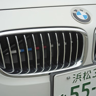 BMW 3シリーズに装着されたパフォーマンスダンパー。キドニーグリルの奥に見える。Mカラー風なのはご愛嬌