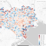 東京都の人口動態ヒートマップ