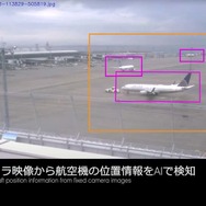 ターミナル側の固定カメラ映像で航空機の位置情報をAIで検知