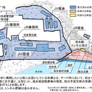 椹島ヤードにおける工事状況と準備再開内容。