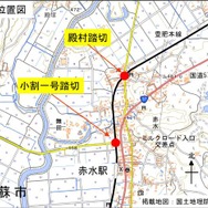 JR九州では、踏切の使用再開に伴ない「赤水駅周辺の踏切（小割一号踏切、殿村踏切）で交通渋滞が予想されます。お時間に余裕を持ってお出かけください」とアナウンスしている。