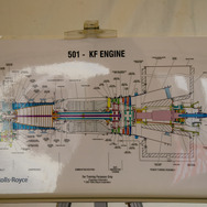 「セブンアイランド結」のエンジン、ロールスロイス製501-KFの図面。海上自衛隊の対潜哨戒機P-3Cのエンジンと同系列。