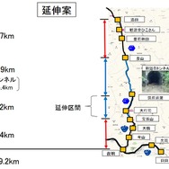 福岡県が提示して決定した専用道延伸案。BRTは列車と同じく日田駅まで乗り入れる。