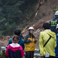 被災状況を取材する報道陣（9月7日、宮崎県）
