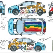 トヨタ GR ヤリスのラリーカーデザインコンペの優勝作品（原画）