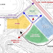 新駅付近に施設が集積する、手柄山中央公園再整備計画の概要。