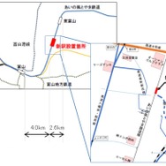 新富山口駅の所在地。富山駅から4km、東富山駅から2.6kmの位置にある。