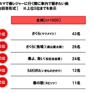 クルマで春レジャーに行く際に車内で聴きたい曲