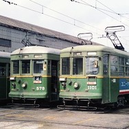 復元される神戸市電ワンマンカーのデザインイメージ。緑の車体にはワンマンカーを示すオレンジのラインが入っていた。なお復元車の582号は、10月27日～11月14日に選挙用花電車として運行される。