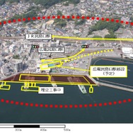 広電宮島口駅の移設位置。