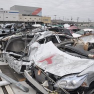 仙台新港のトヨタのモータープールにあった新車も多賀城市内まで流された