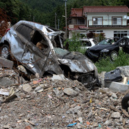 私有地にある被災車両の撤去はまだ完了していない。女川町