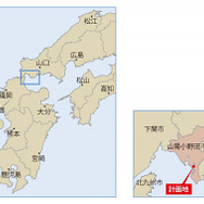 三井不動産・山口県山陽小野田太陽光発電計画の位置図