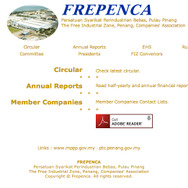 ペナン自由工業地帯企業協会（Frepenca）のウェブサイト