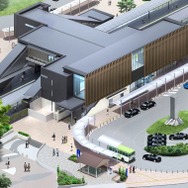 石和温泉駅の新しい駅舎のイメージ。橋上駅舎と自由通路を整備して南北両側から駅にアクセスできるようにする。