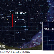 GRB 130427Aの発生した天域を星座図上に示す